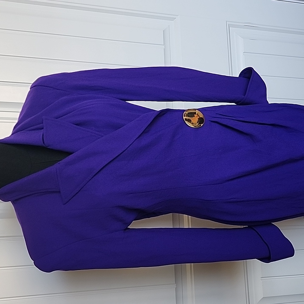 Psi Couture Draped Dress with Gold Accent Button - Picture 2 of 8
